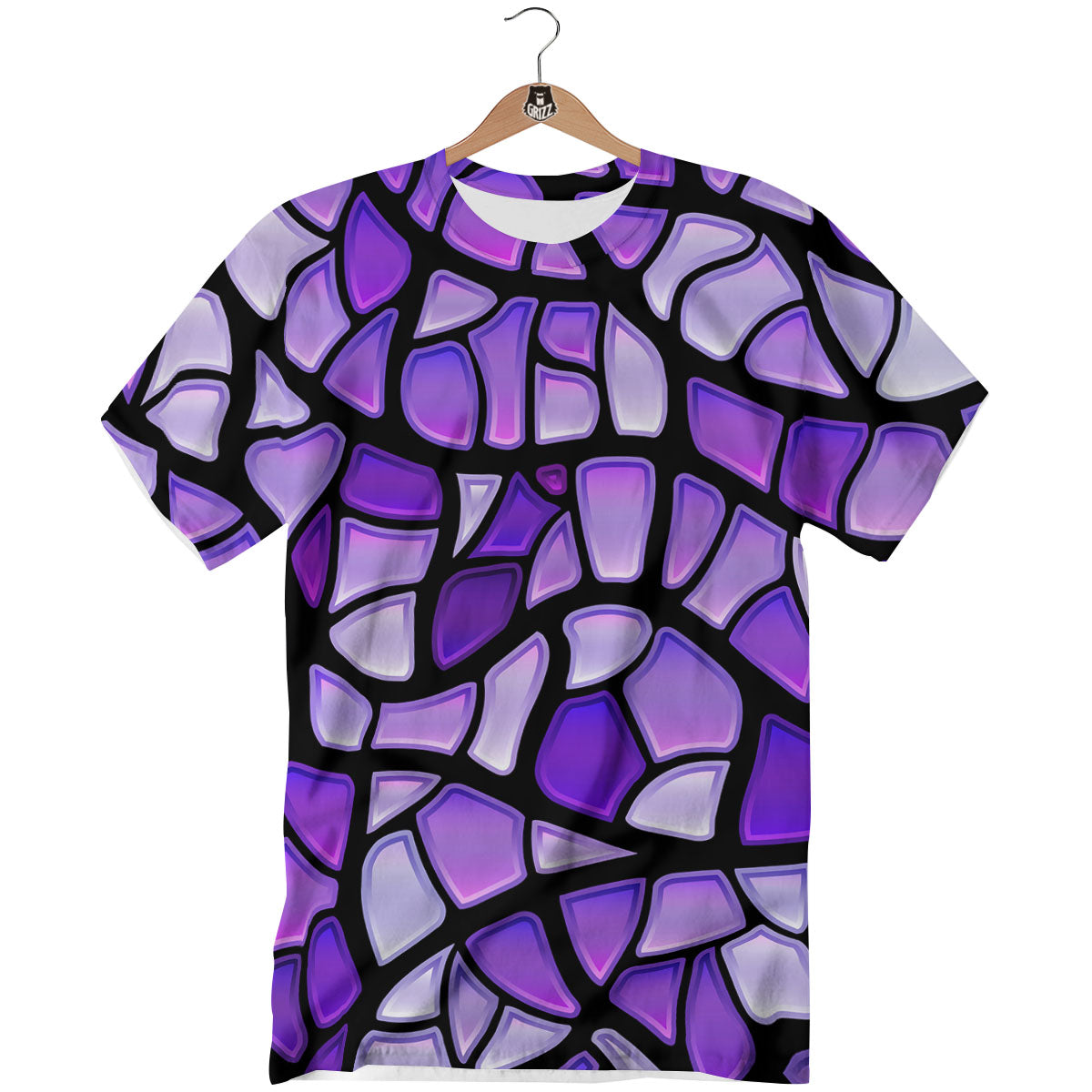 Stained Glass Mosaic Purple Print T-Shirt-grizzshop
