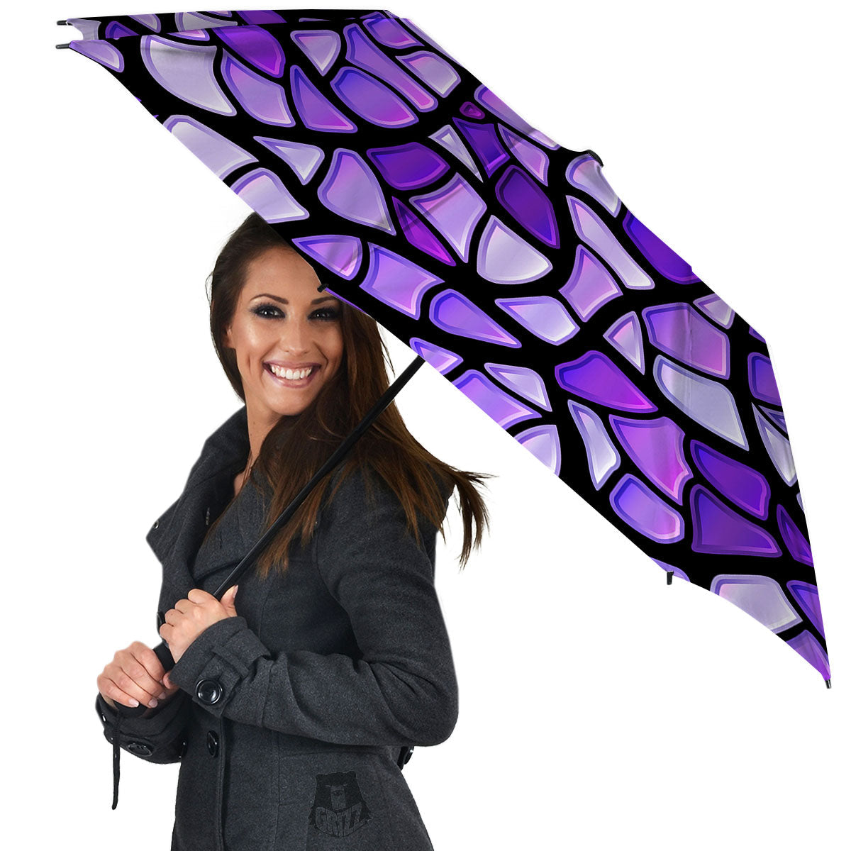 Stained Glass Mosaic Purple Print Umbrella-grizzshop