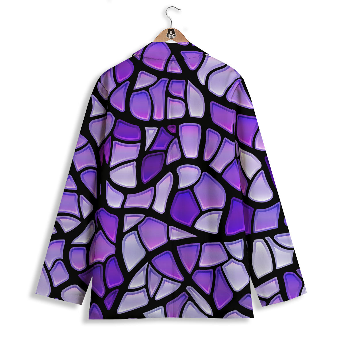 Stained Glass Mosaic Purple Print Women's Blazer-grizzshop