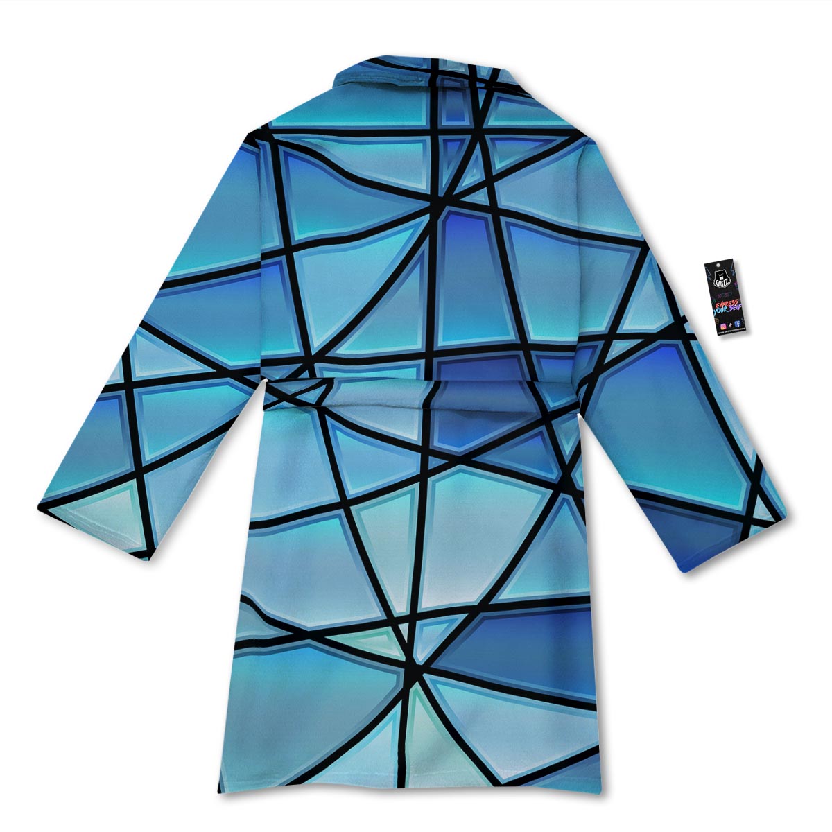 Stained Glass Mosaic Teal Print Bathrobe-grizzshop