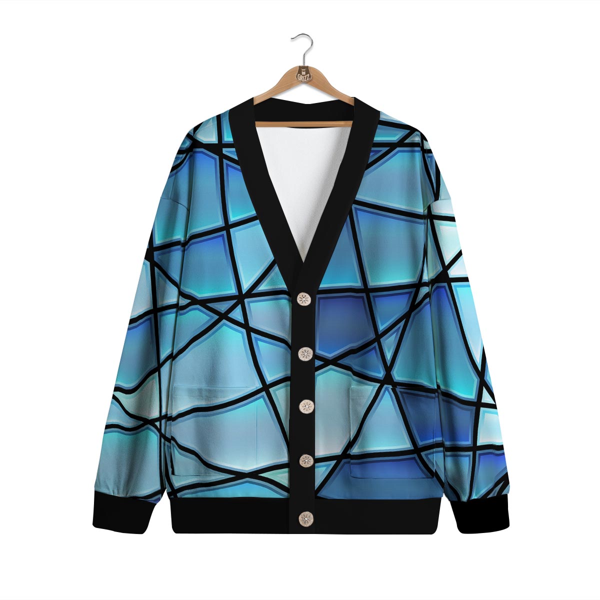 Stained Glass Mosaic Teal Print Cardigan-grizzshop