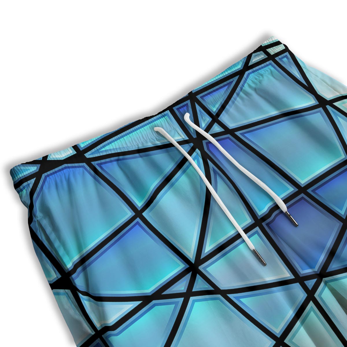Stained Glass Mosaic Teal Print Men's Athletic Shorts