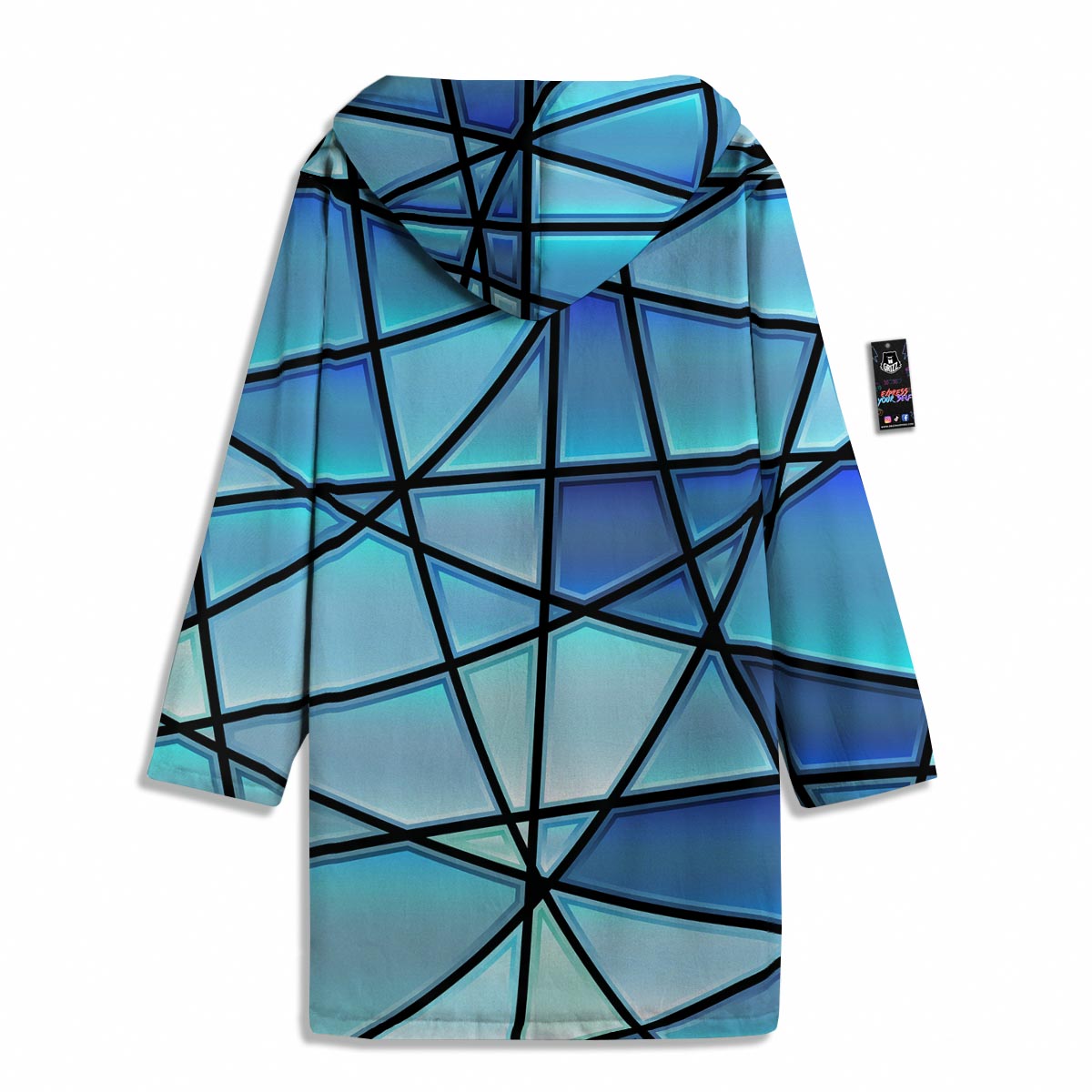 Stained Glass Mosaic Teal Print Men's Windbreaker Jacket-grizzshop