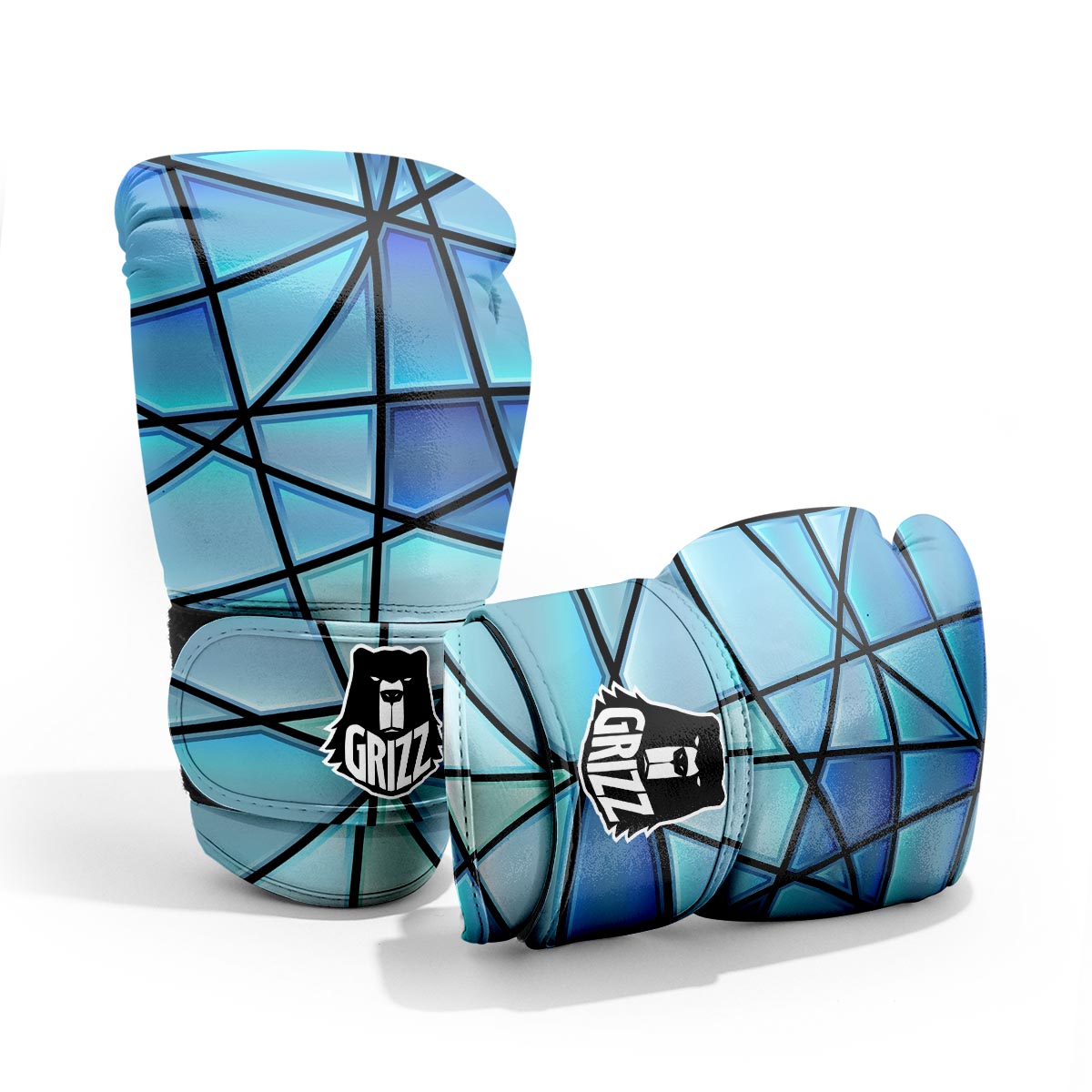 Stained Glass Mosaic Teal Print Pro Boxing Glove
