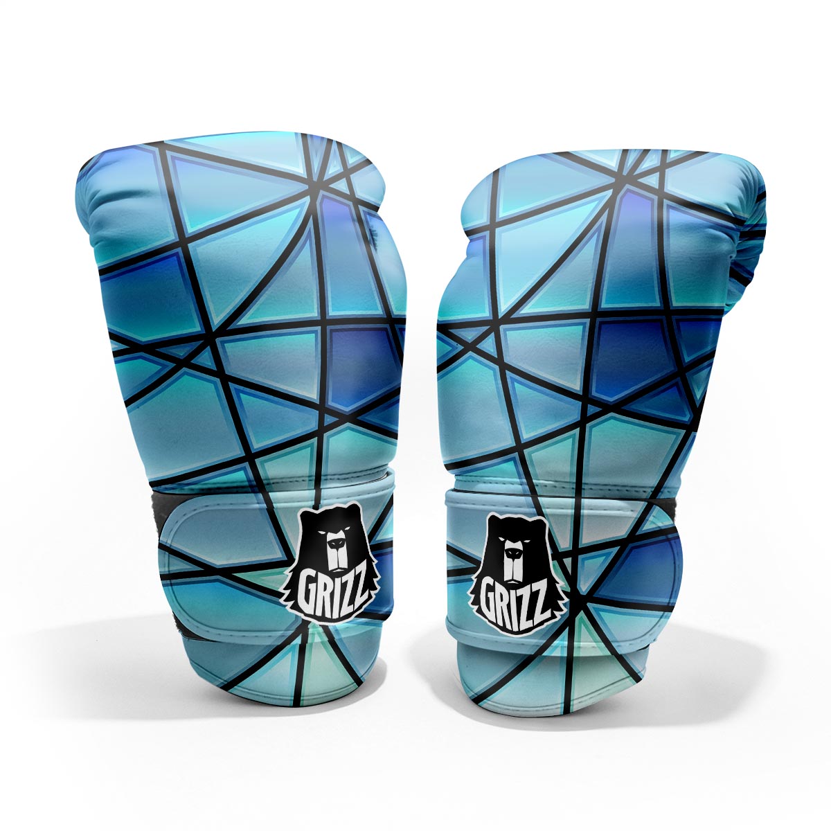 Stained Glass Mosaic Teal Print Pro Boxing Glove