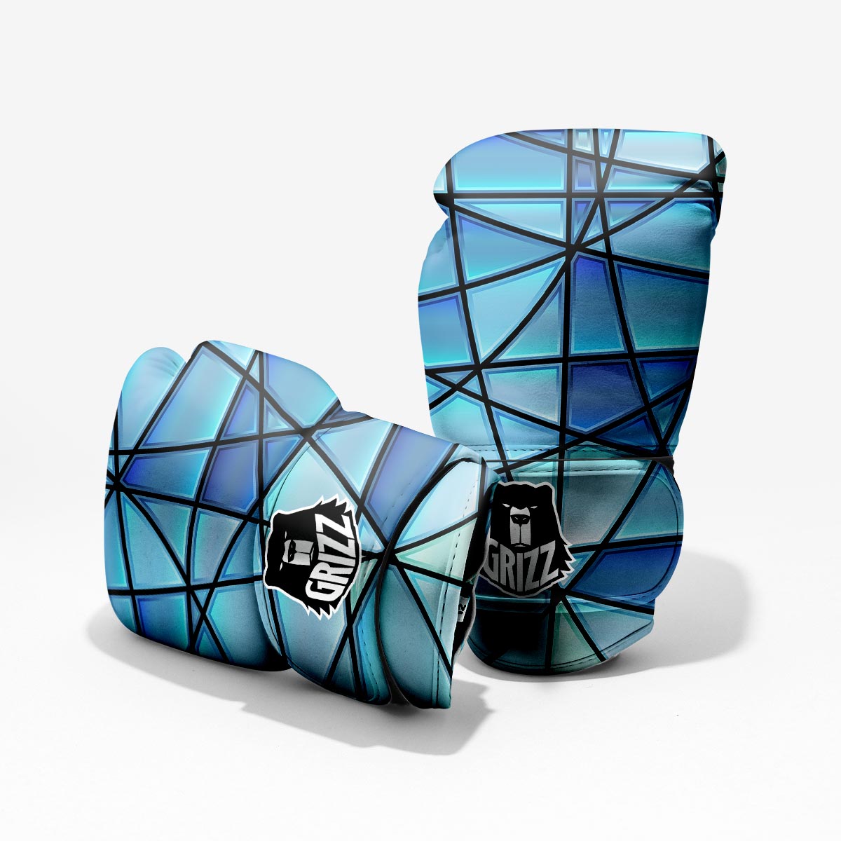Stained Glass Mosaic Teal Print Pro Boxing Glove