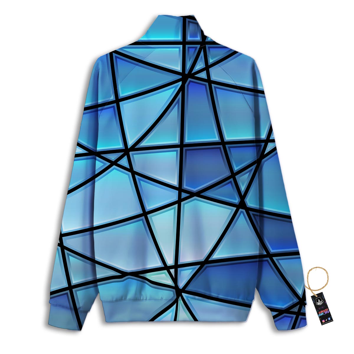 Stained Glass Mosaic Teal Print Track Jacket-grizzshop