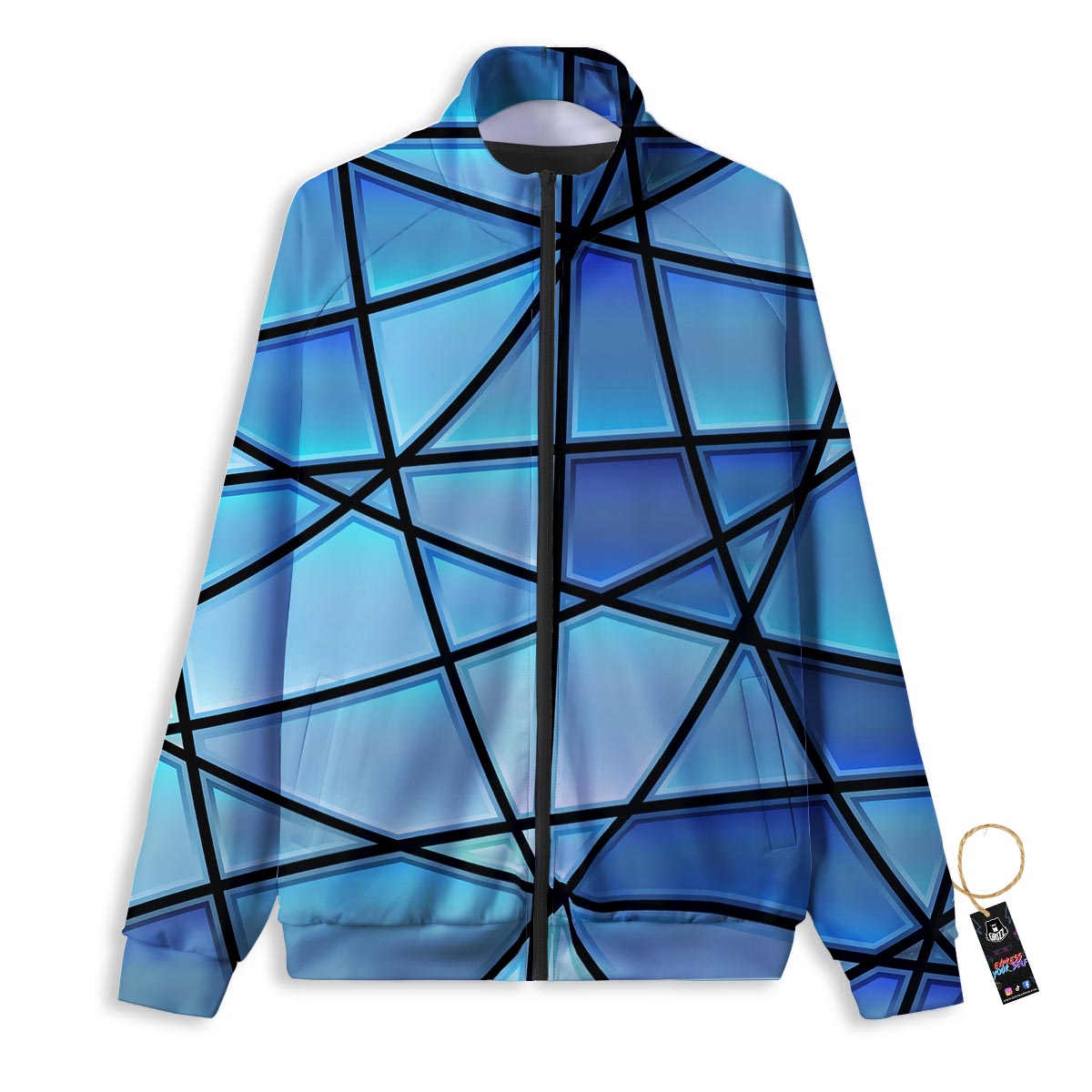 Stained Glass Mosaic Teal Print Track Jacket-grizzshop