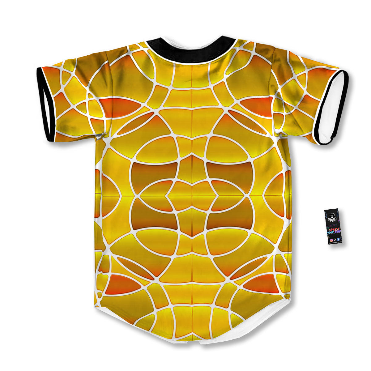 Stained Glass Mosaic Yellow Print Pattern Baseball Jersey-grizzshop