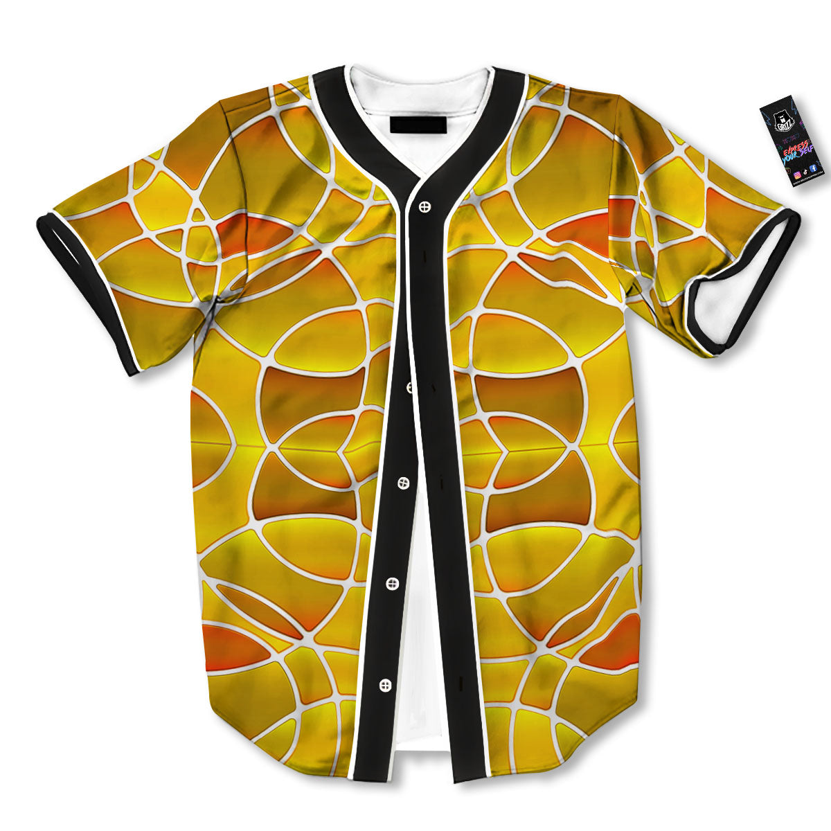 Stained Glass Mosaic Yellow Print Pattern Baseball Jersey-grizzshop