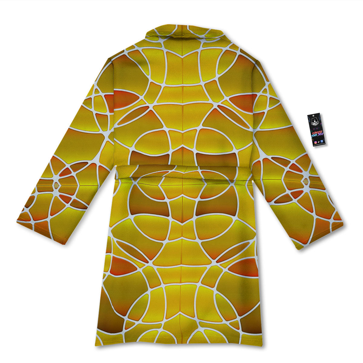 Stained Glass Mosaic Yellow Print Pattern Bathrobe-grizzshop