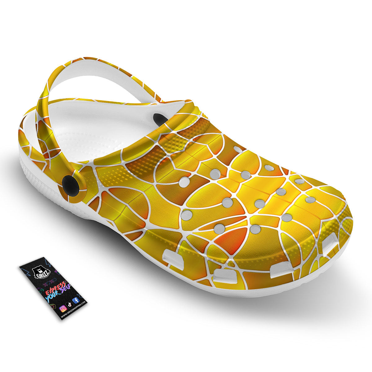 Stained Glass Mosaic Yellow Print Pattern Clog-grizzshop