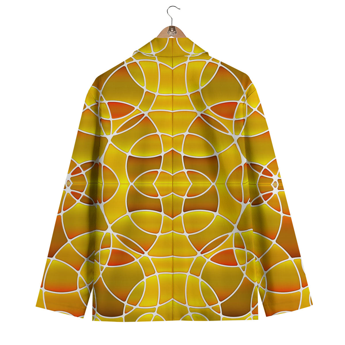 Stained Glass Mosaic Yellow Print Pattern Men's Blazer-grizzshop