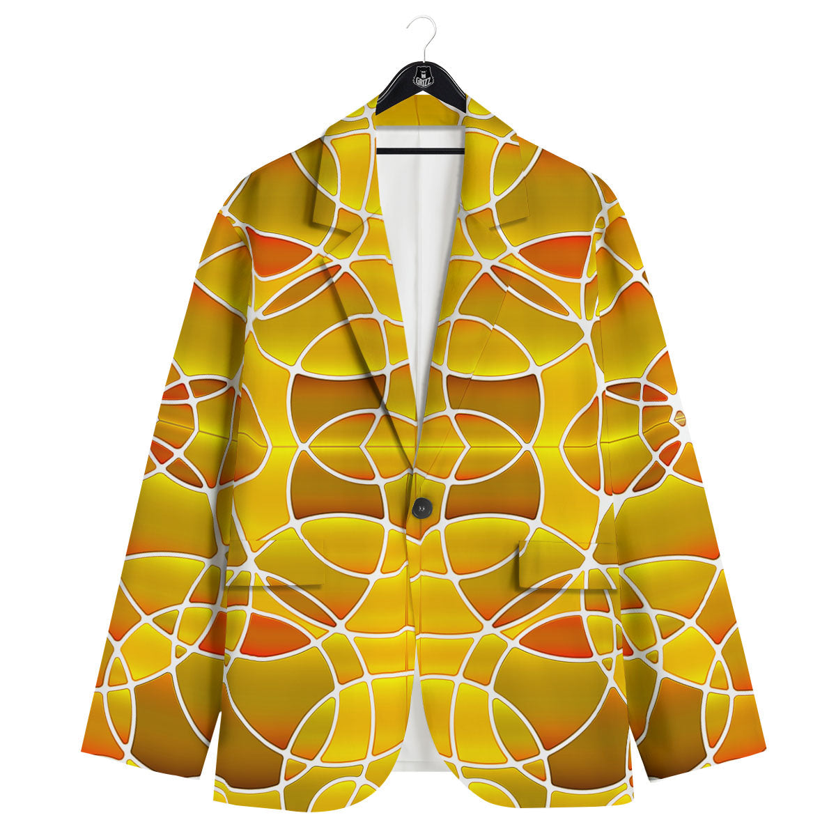Stained Glass Mosaic Yellow Print Pattern Men's Sport Coat-grizzshop