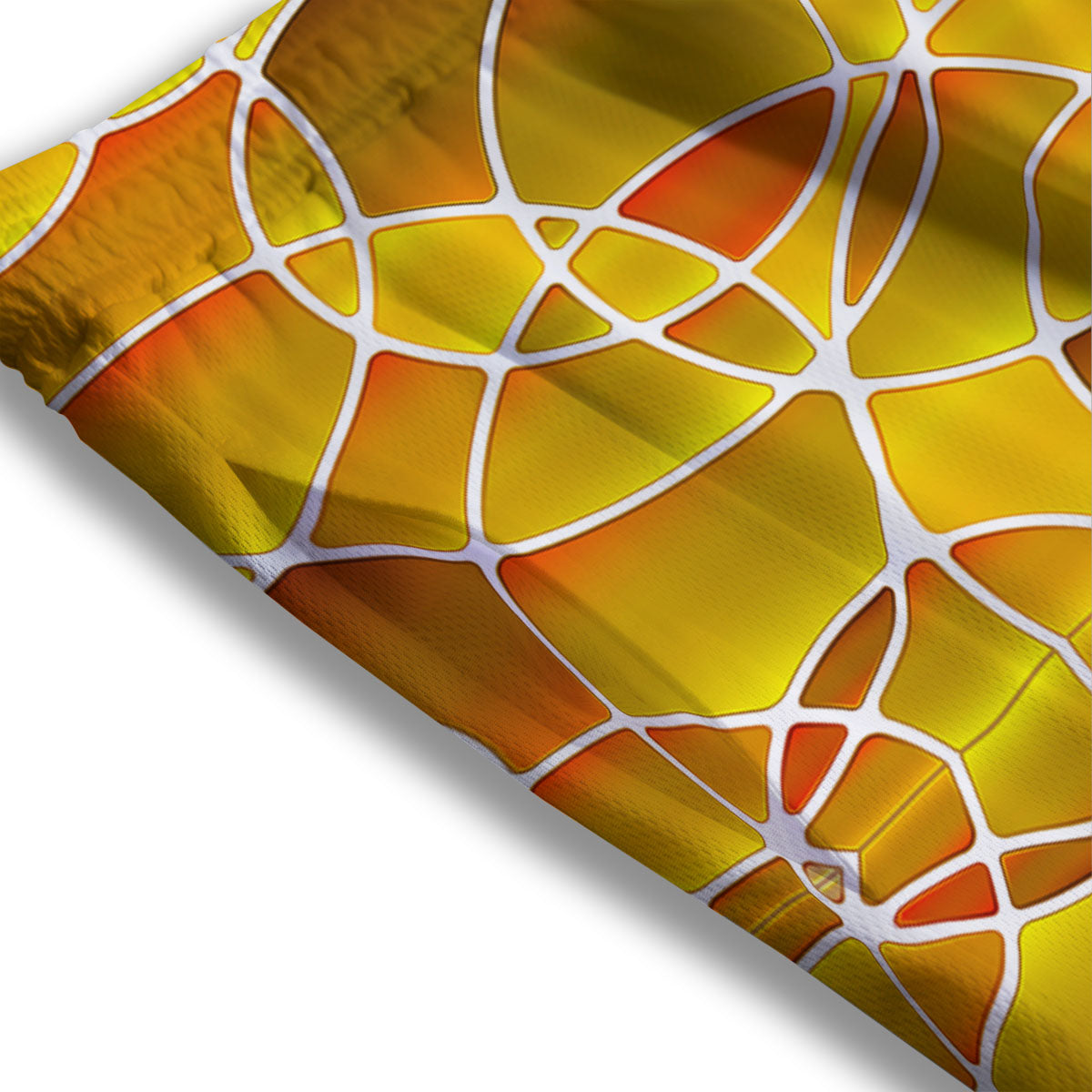 Stained Glass Mosaic Yellow Print Pattern Mesh Shorts