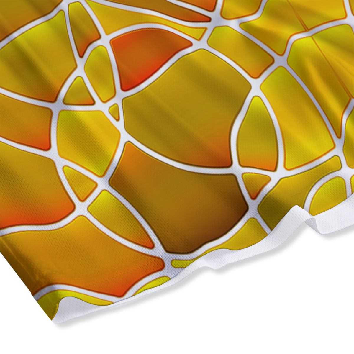 Stained Glass Mosaic Yellow Print Pattern Mesh Shorts