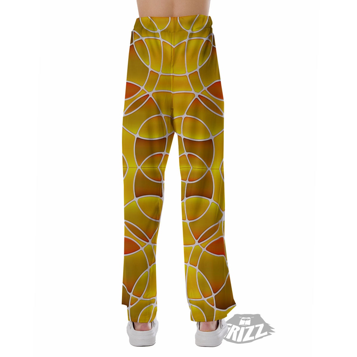 Stained Glass Mosaic Yellow Print Pattern Pajama Pants-grizzshop