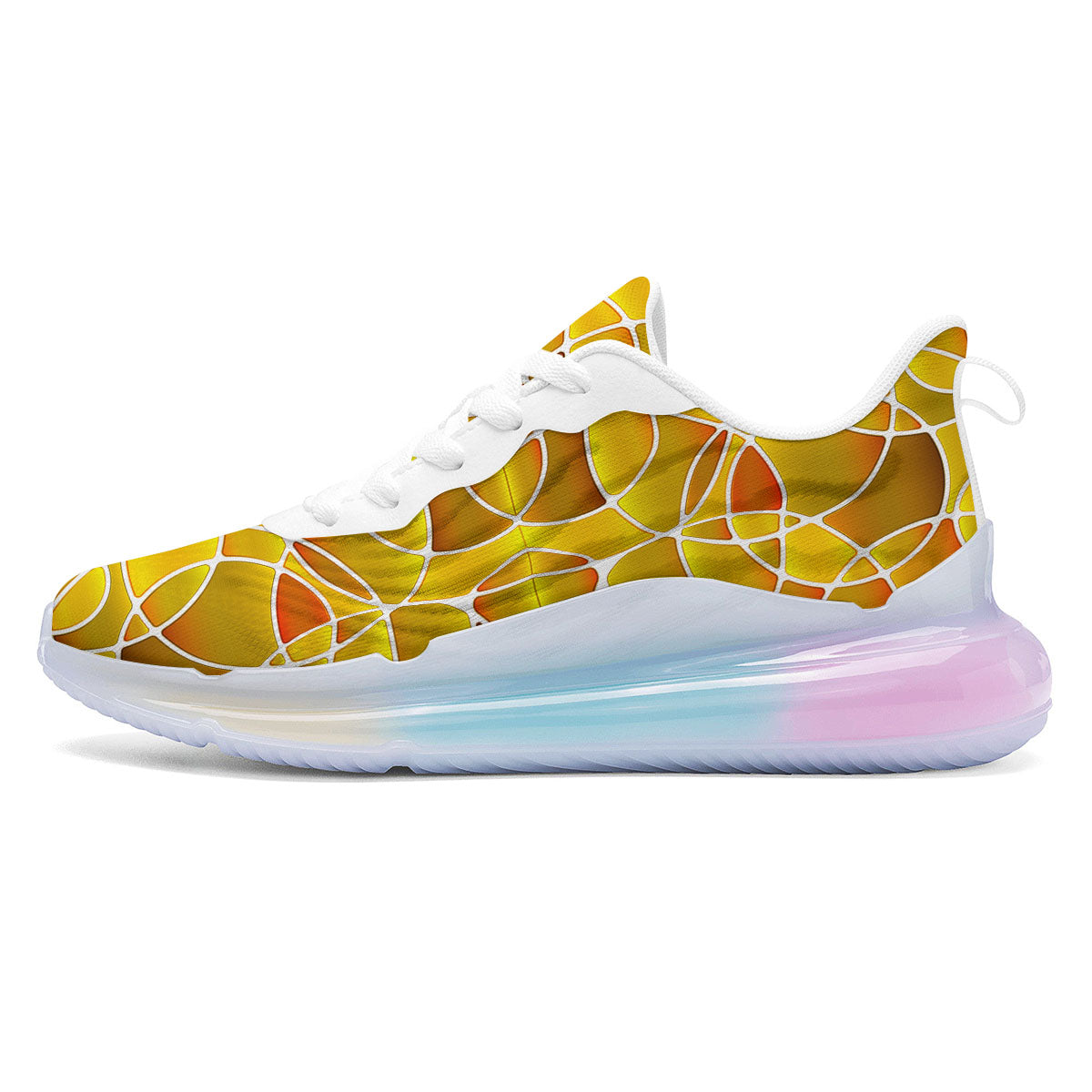 Stained Glass Mosaic Yellow Print Pattern Running Sneakers-grizzshop