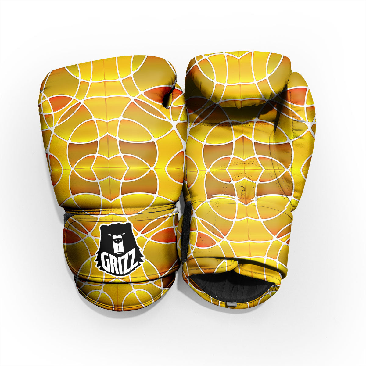 Stained Glass Mosaic Yellow Print Pattern Pro Boxing Glove