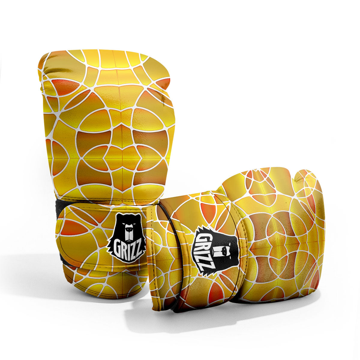 Stained Glass Mosaic Yellow Print Pattern Pro Boxing Glove