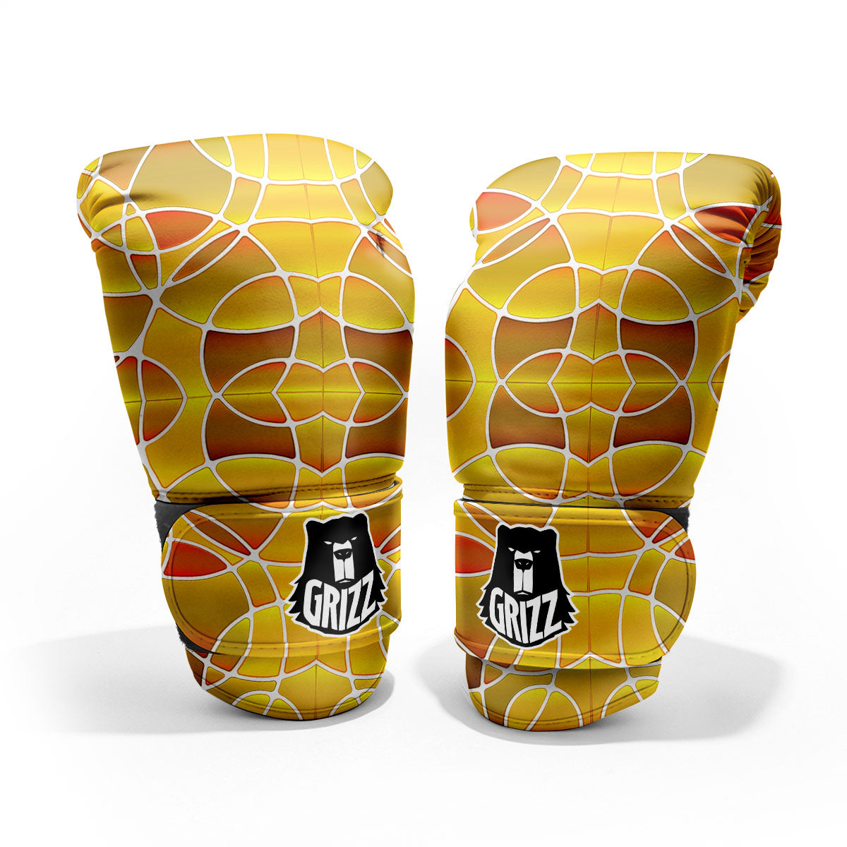 Stained Glass Mosaic Yellow Print Pattern Pro Boxing Glove