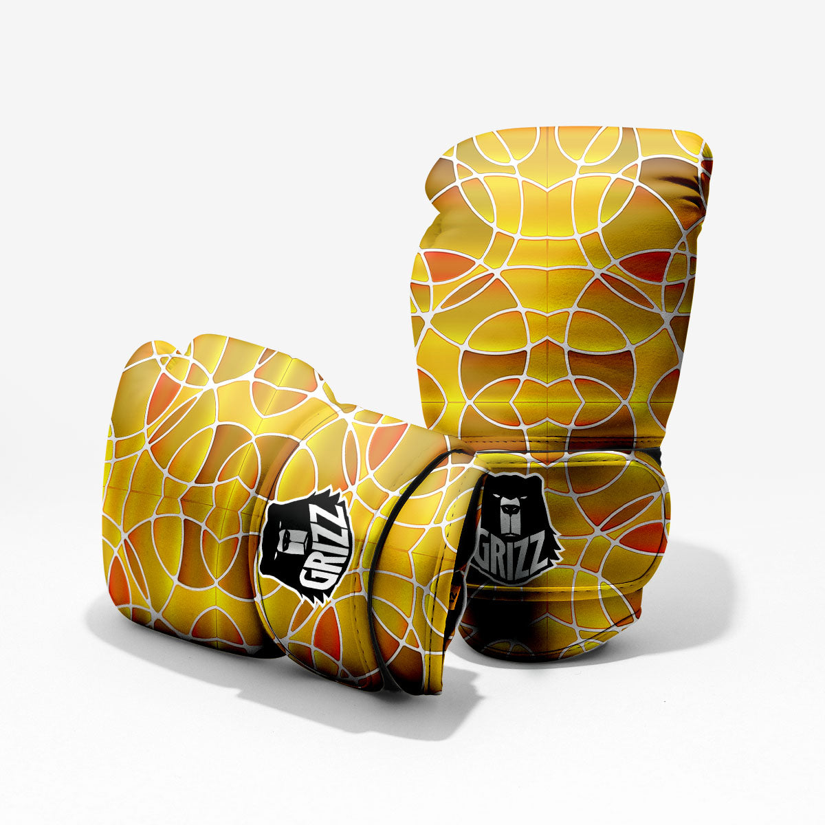 Stained Glass Mosaic Yellow Print Pattern Pro Boxing Glove