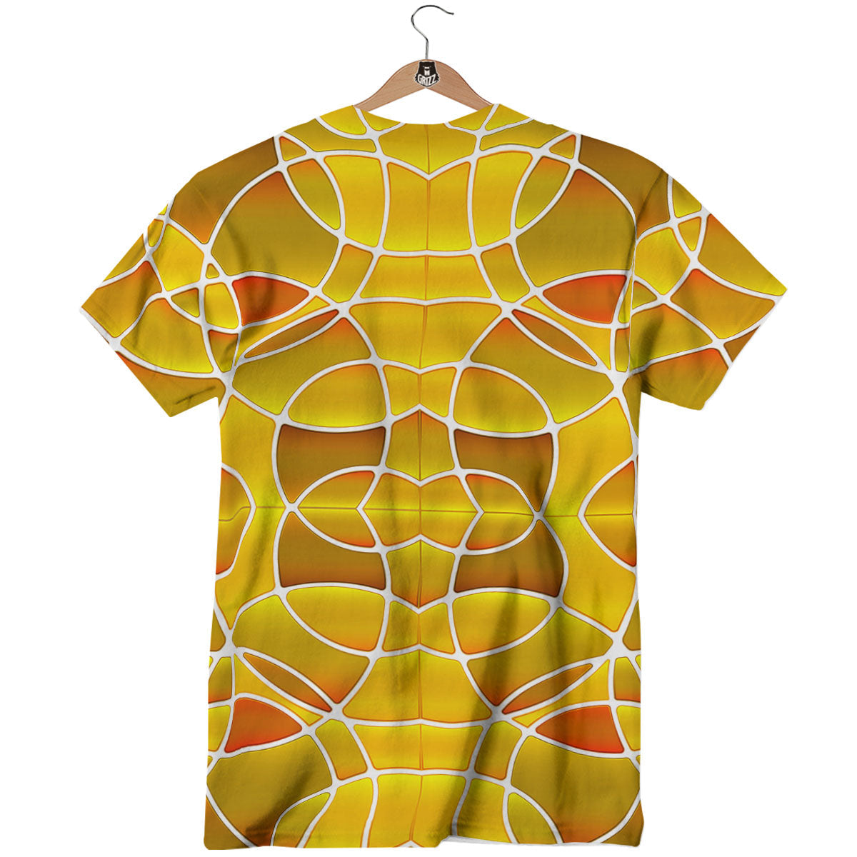 Stained Glass Mosaic Yellow Print Pattern T-Shirt-grizzshop