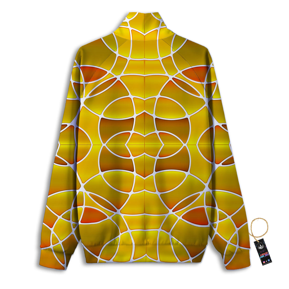 Stained Glass Mosaic Yellow Print Pattern Track Jacket-grizzshop