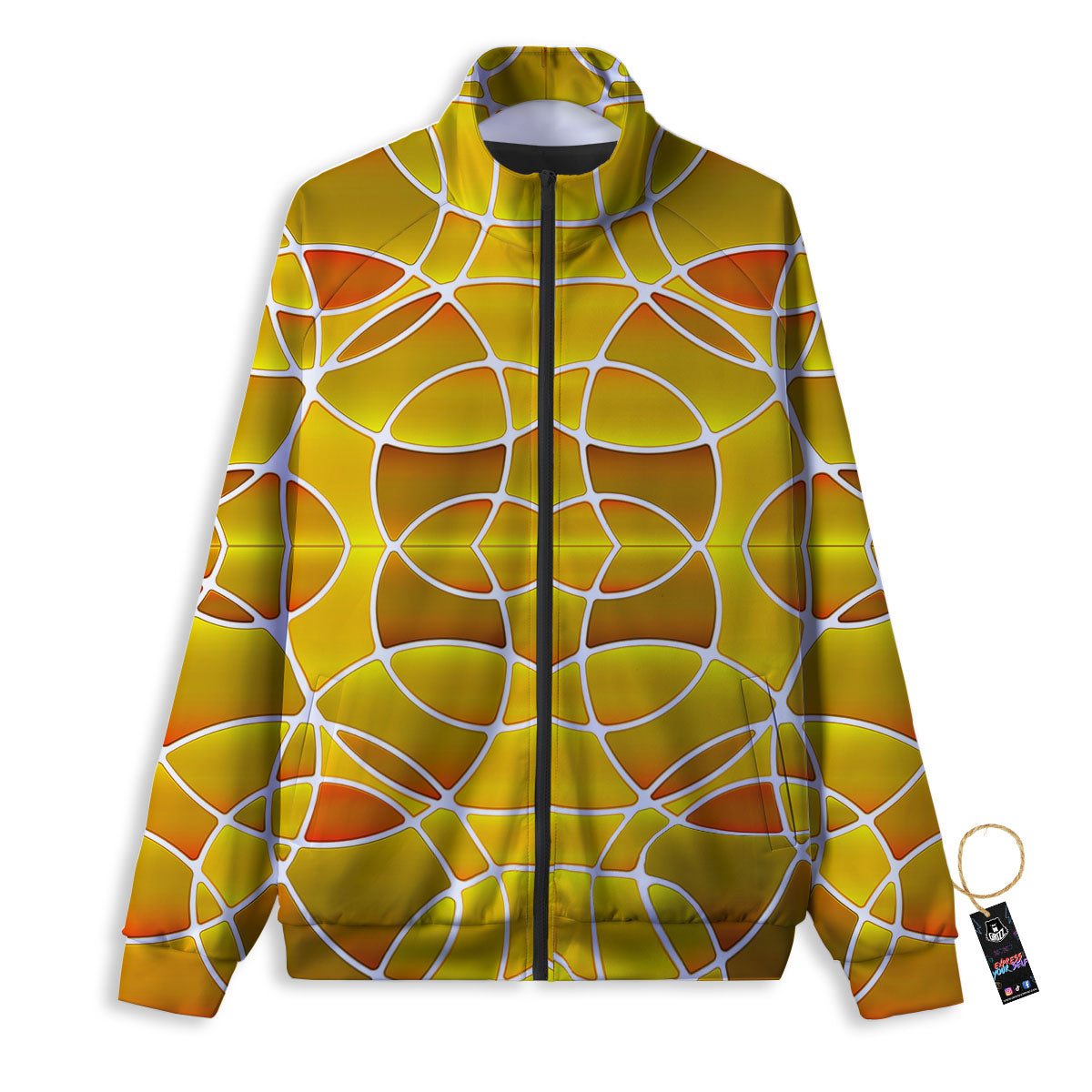 Stained Glass Mosaic Yellow Print Pattern Track Jacket-grizzshop