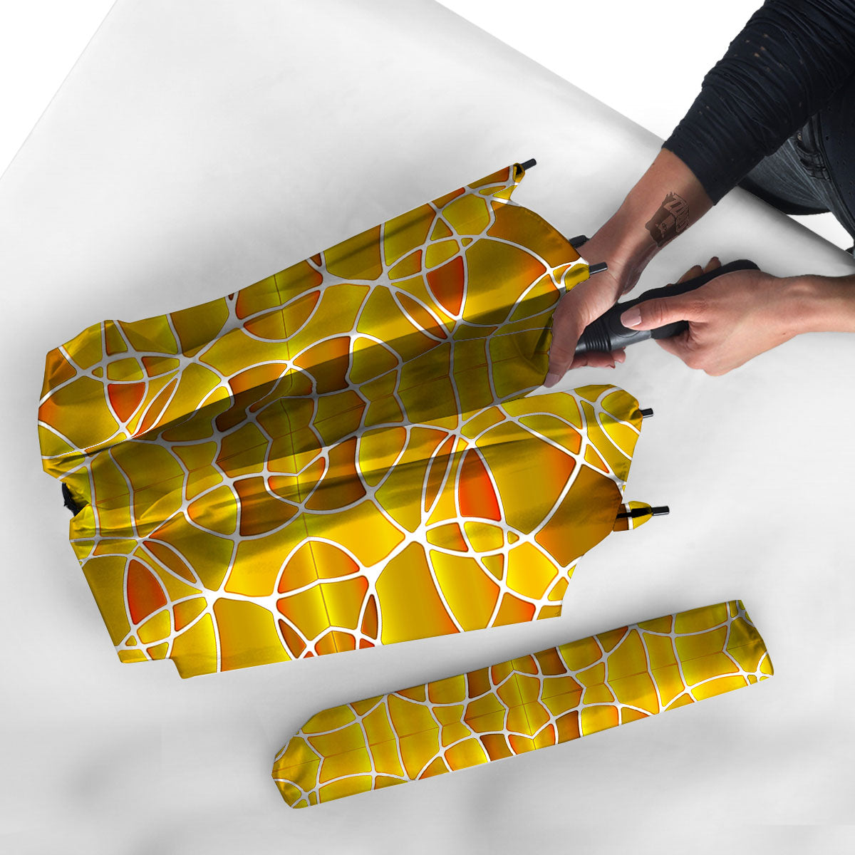 Stained Glass Mosaic Yellow Print Pattern Umbrella-grizzshop