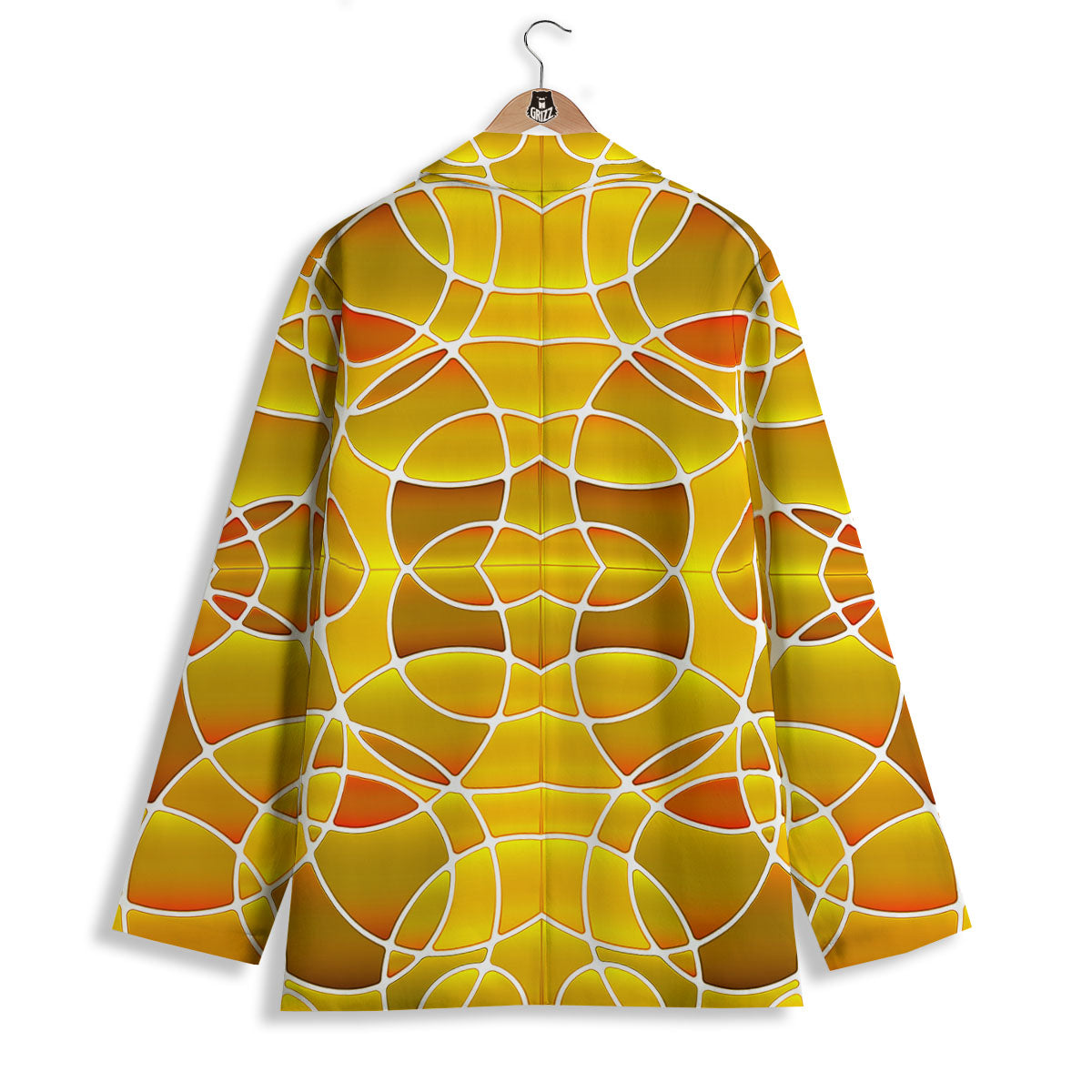 Stained Glass Mosaic Yellow Print Pattern Women's Blazer-grizzshop