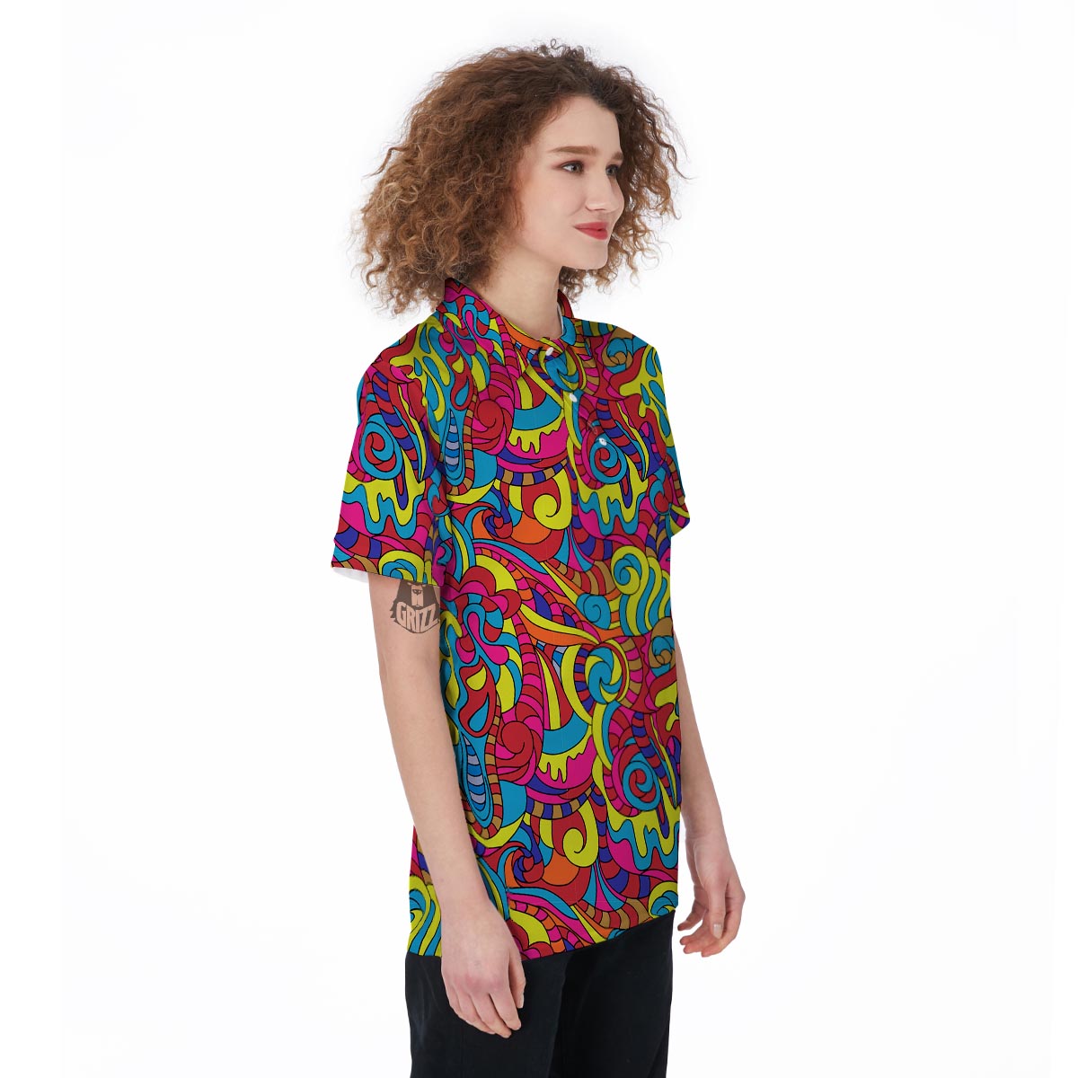 Stained Glass Psychedelic Trippy Women's Golf Shirts-grizzshop