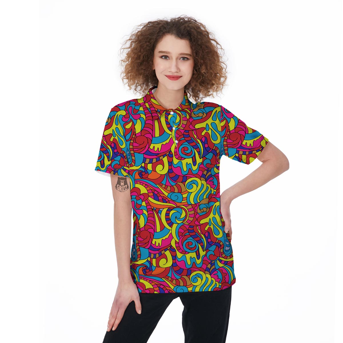 Stained Glass Psychedelic Trippy Women's Golf Shirts-grizzshop