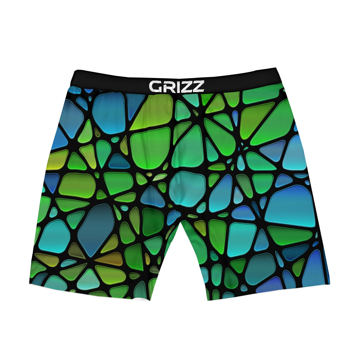 Stained Glass Green And Blue Print Boxer Briefs