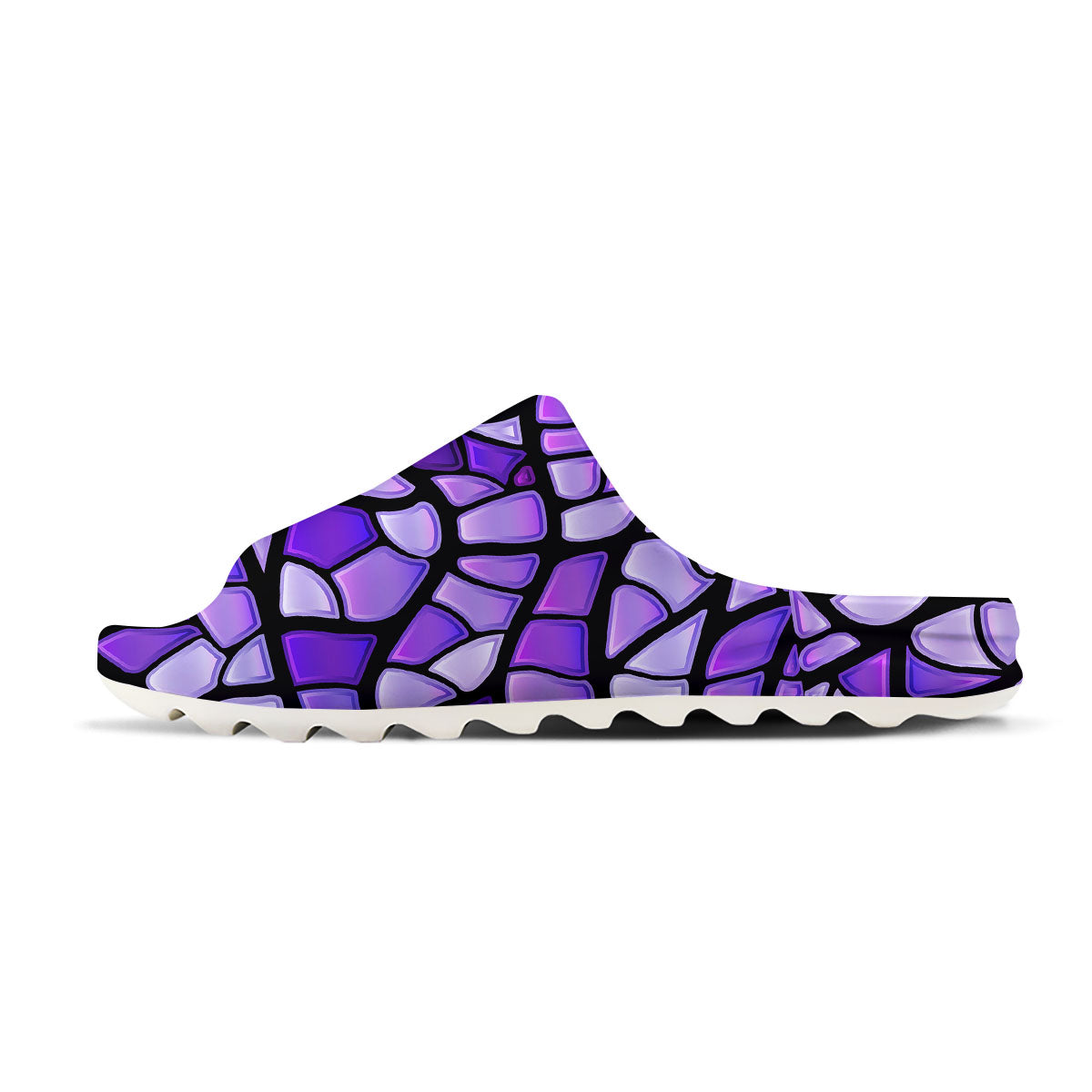 Stained Glass Mosaic Purple Print Sandals-grizzshop