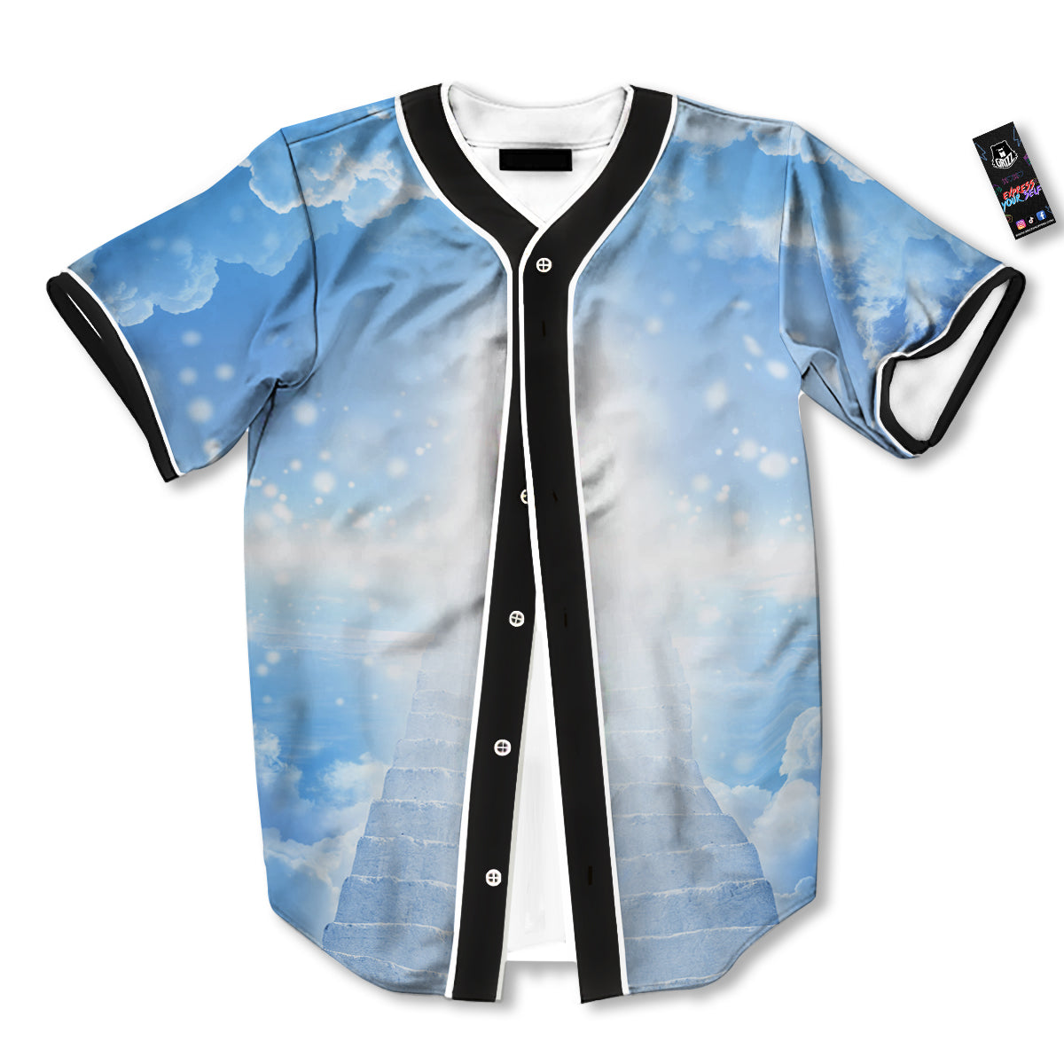 Stairs To Heaven Print Baseball Jersey-grizzshop