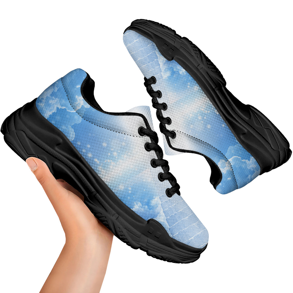 Stairs To Heaven Print Black Chunky Shoes-grizzshop