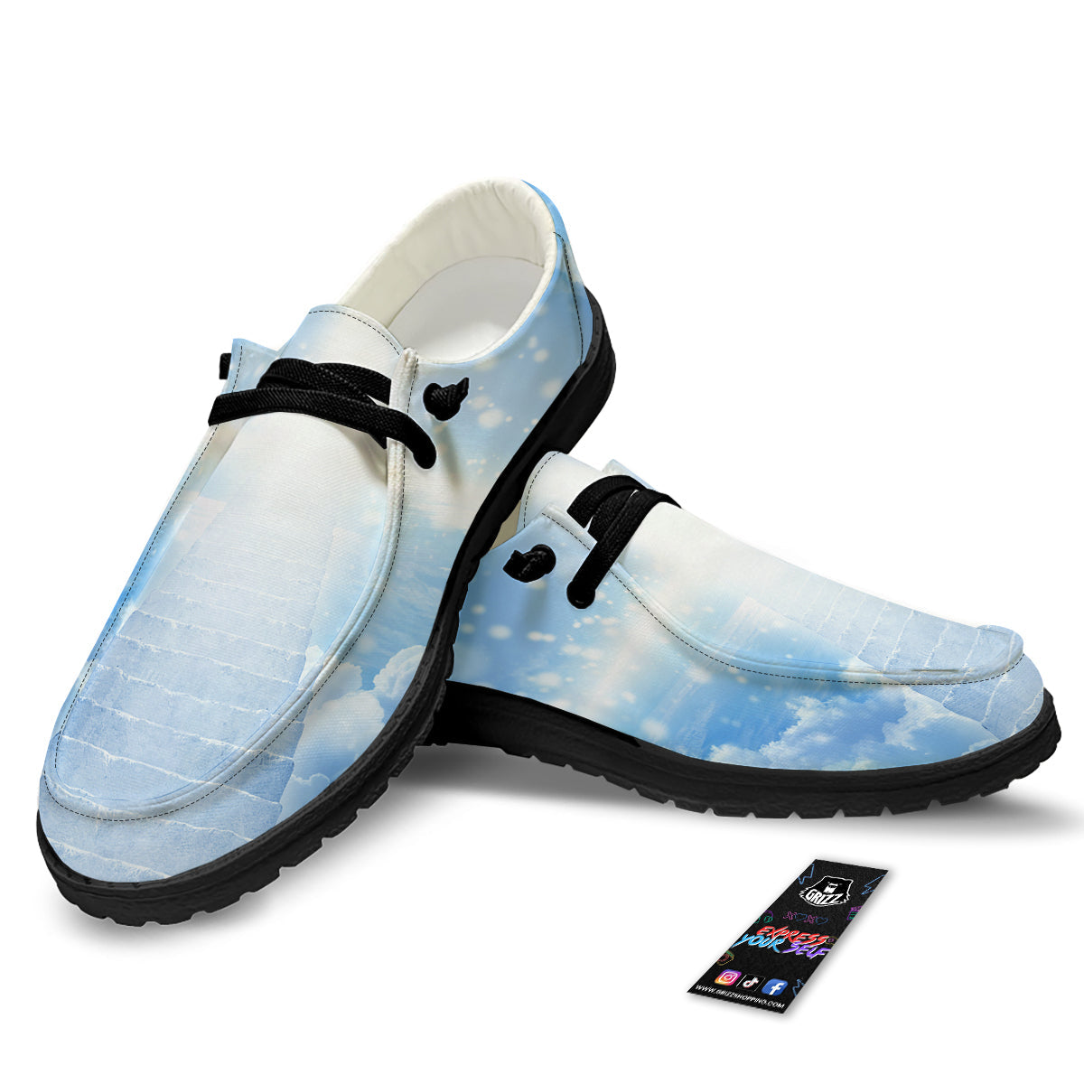 Stairs To Heaven Print Black Loafers-grizzshop