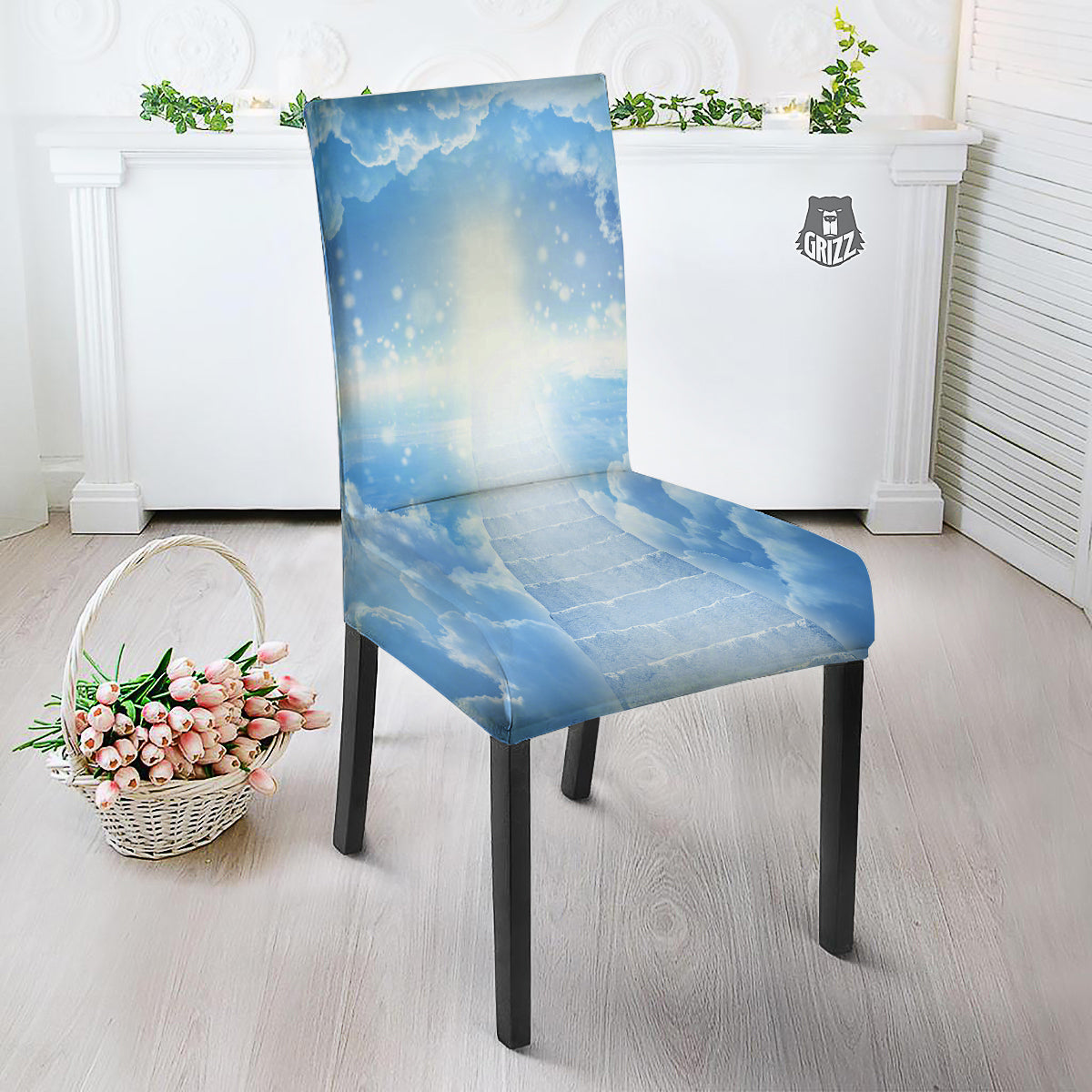 Stairs To Heaven Print Dining Chair Slipcover-grizzshop