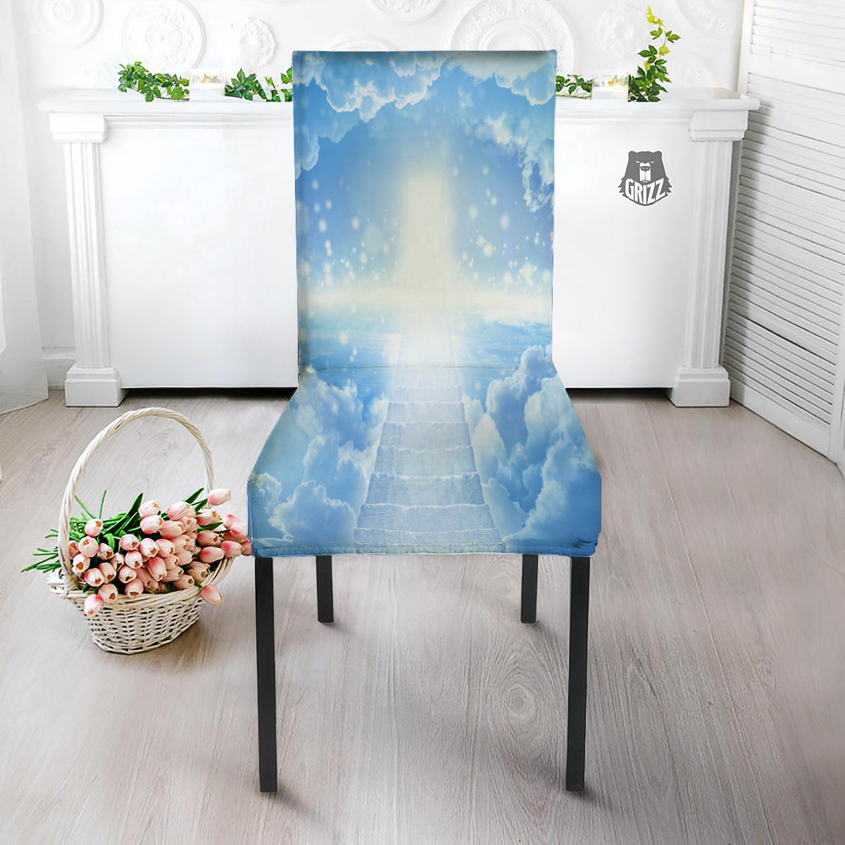 Stairs To Heaven Print Dining Chair Slipcover-grizzshop