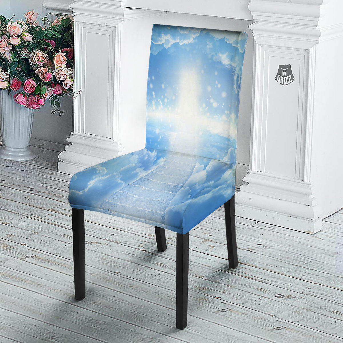 Stairs To Heaven Print Dining Chair Slipcover-grizzshop