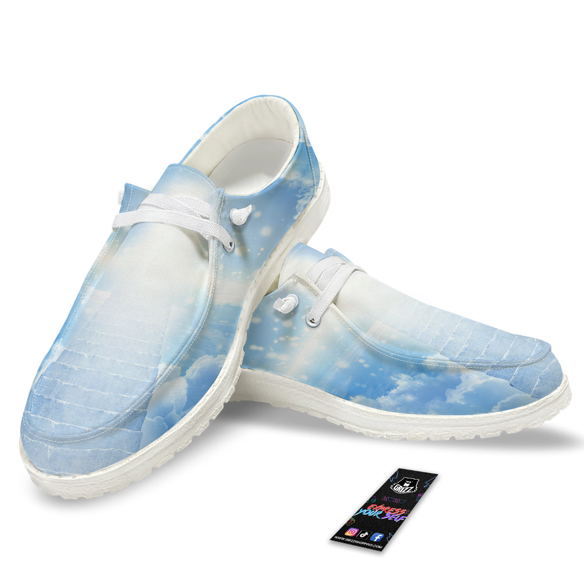 Stairs To Heaven Print White Loafers-grizzshop