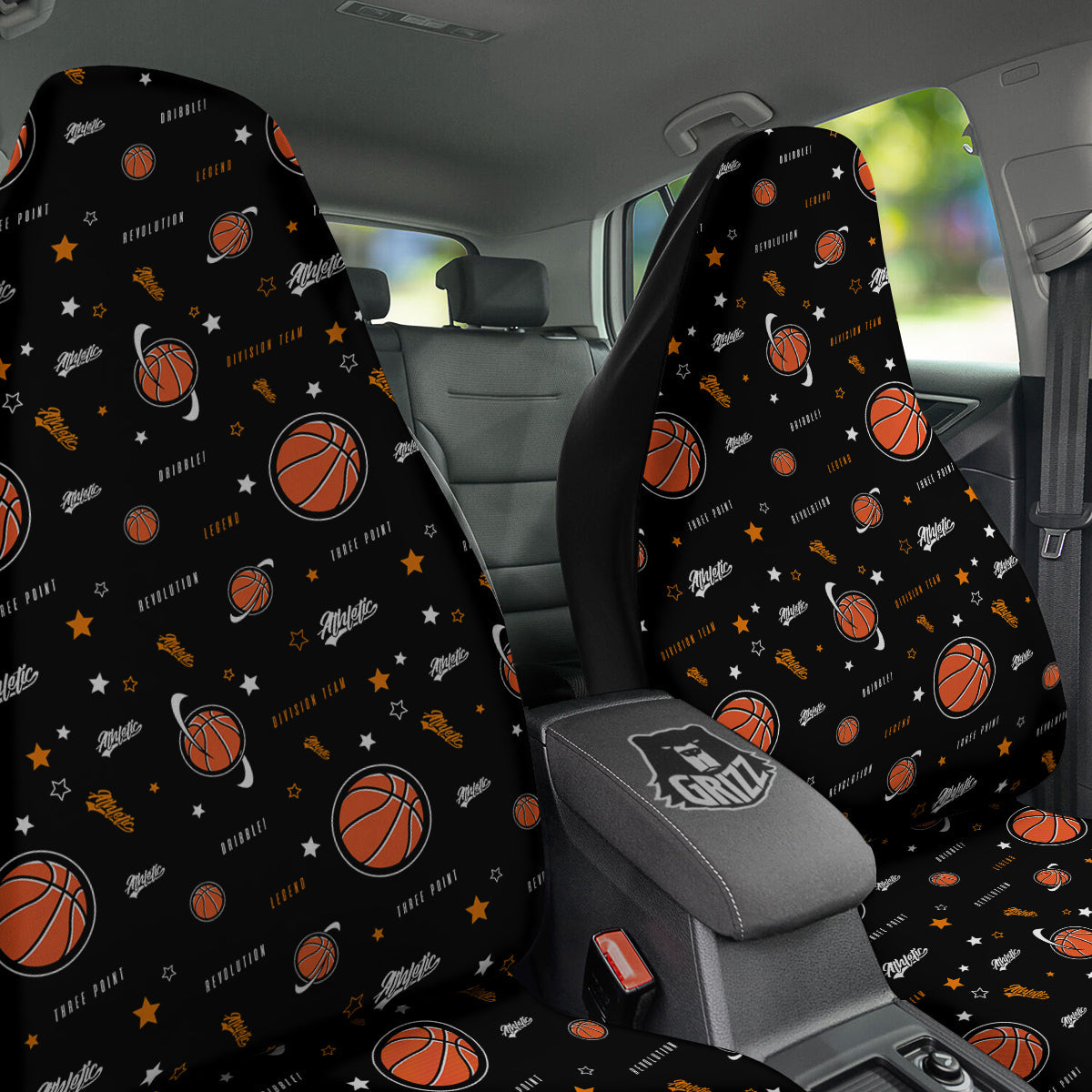 Star And Basketball Print Pattern Car Seat Covers-grizzshop