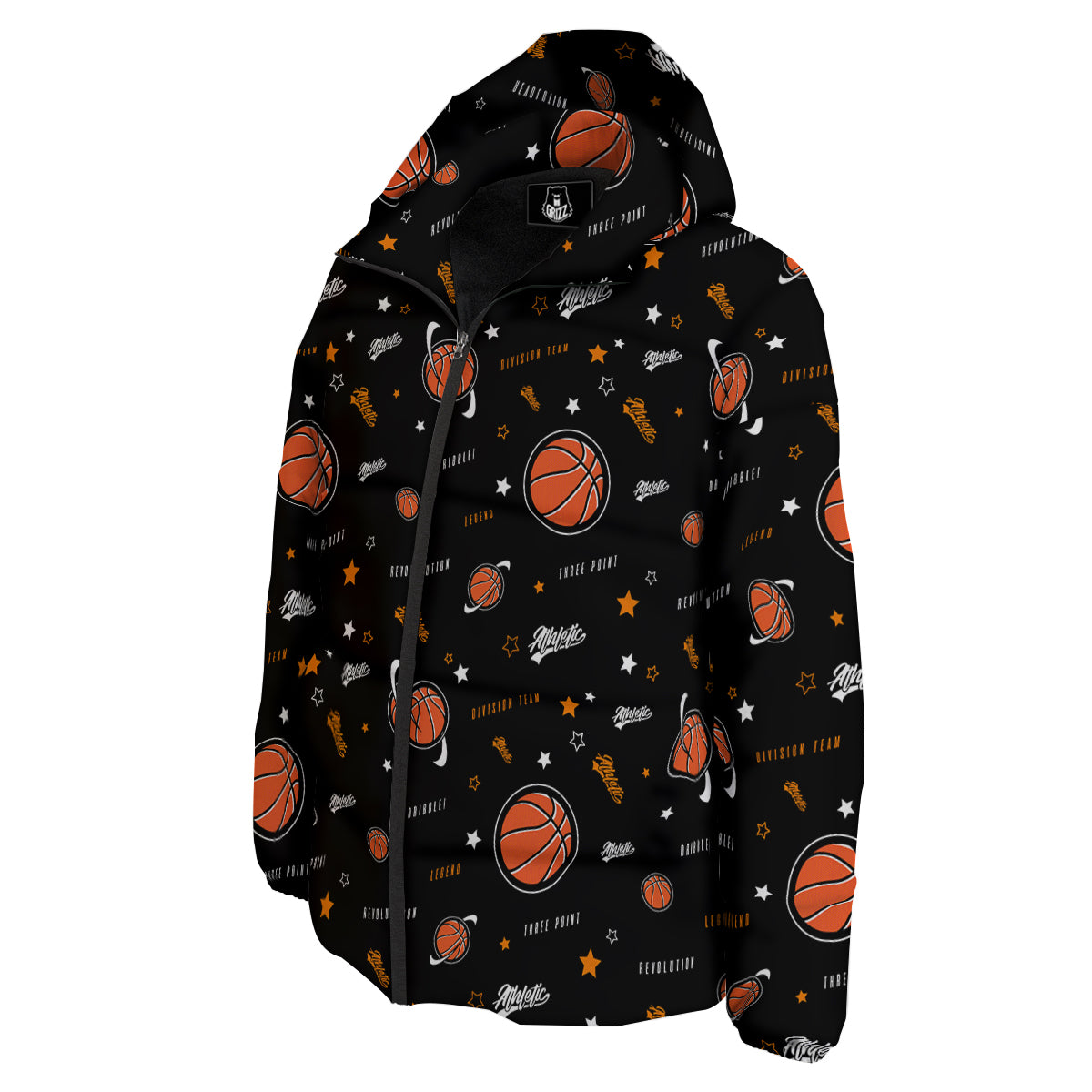 Star And Basketball Print Pattern Down Jacket-grizzshop