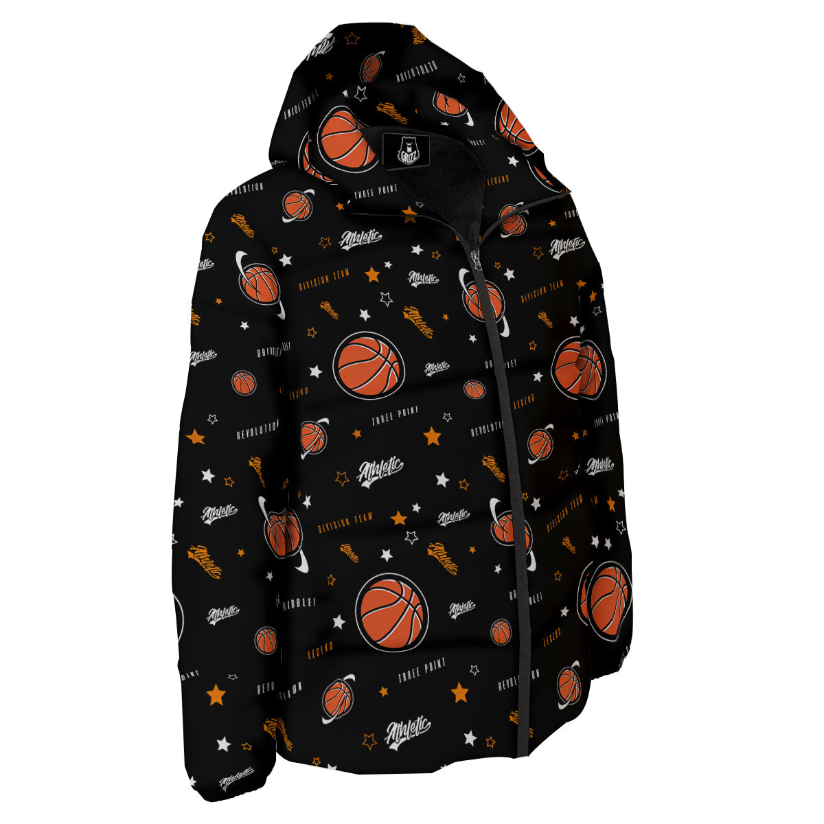 Star And Basketball Print Pattern Down Jacket-grizzshop