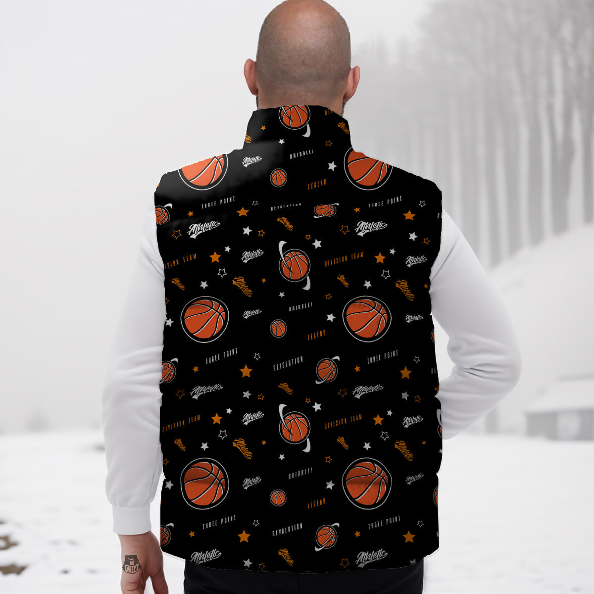 Star And Basketball Print Pattern Down Vest