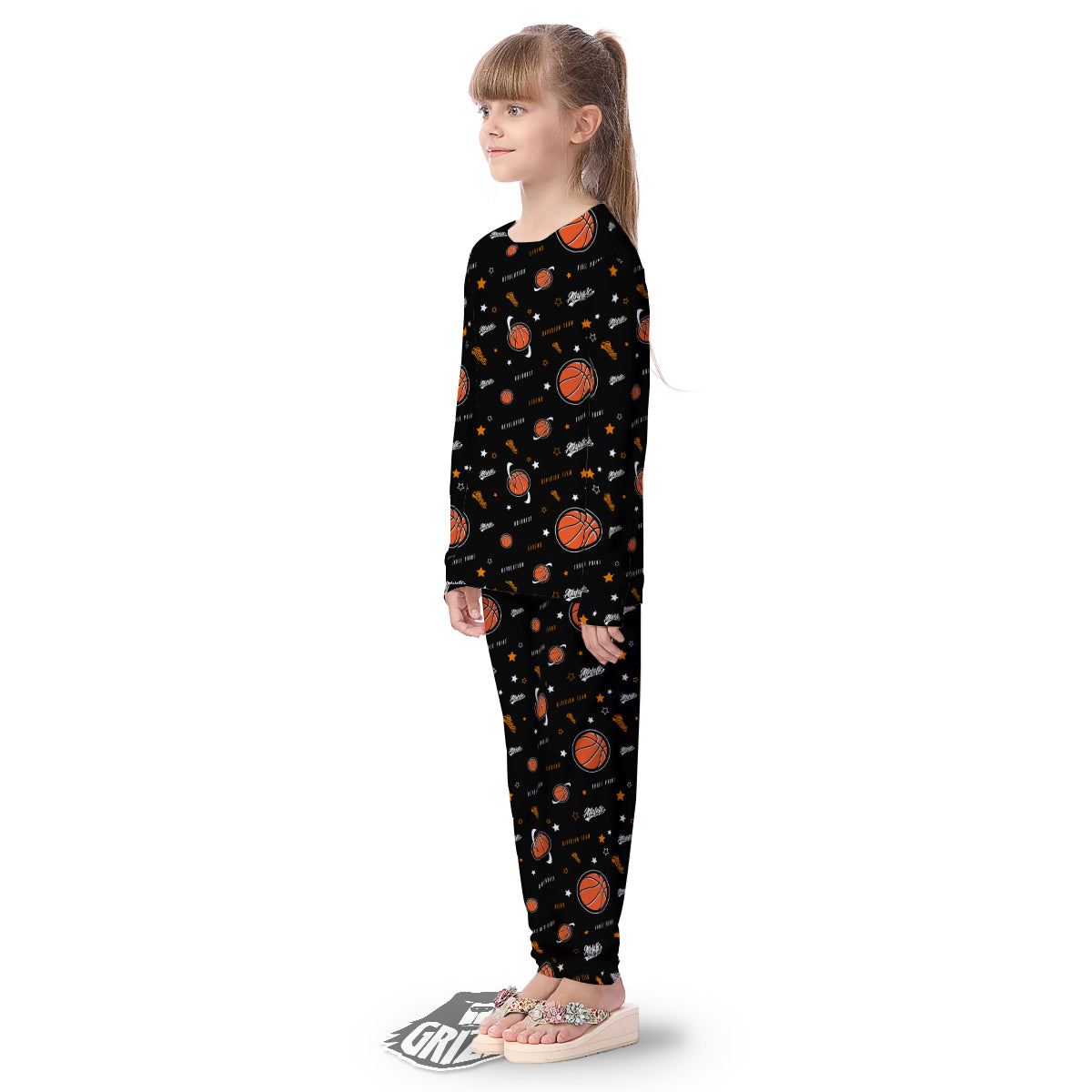 Star And Basketball Print Pattern Kid's Pajamas-grizzshop
