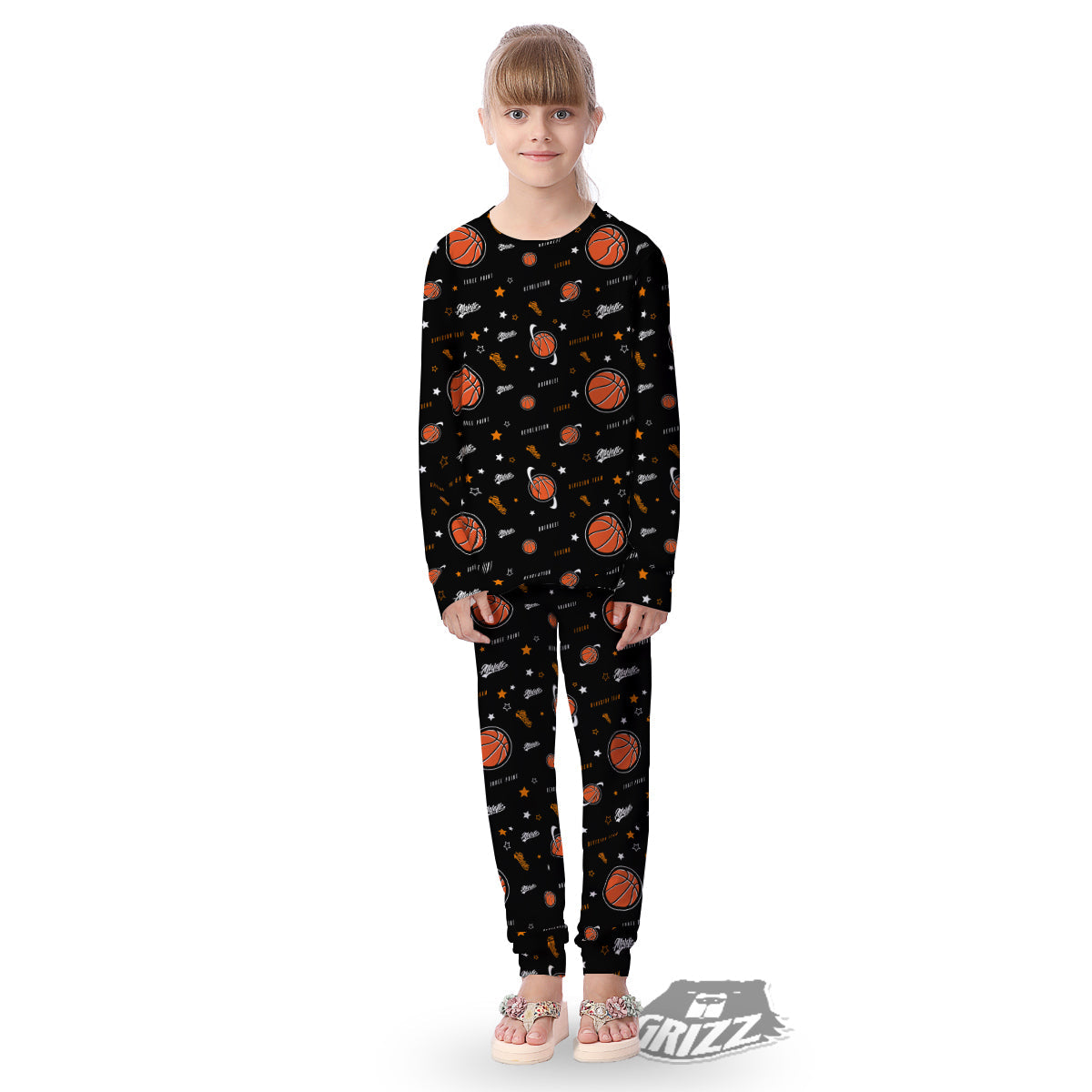 Star And Basketball Print Pattern Kid's Pajamas-grizzshop