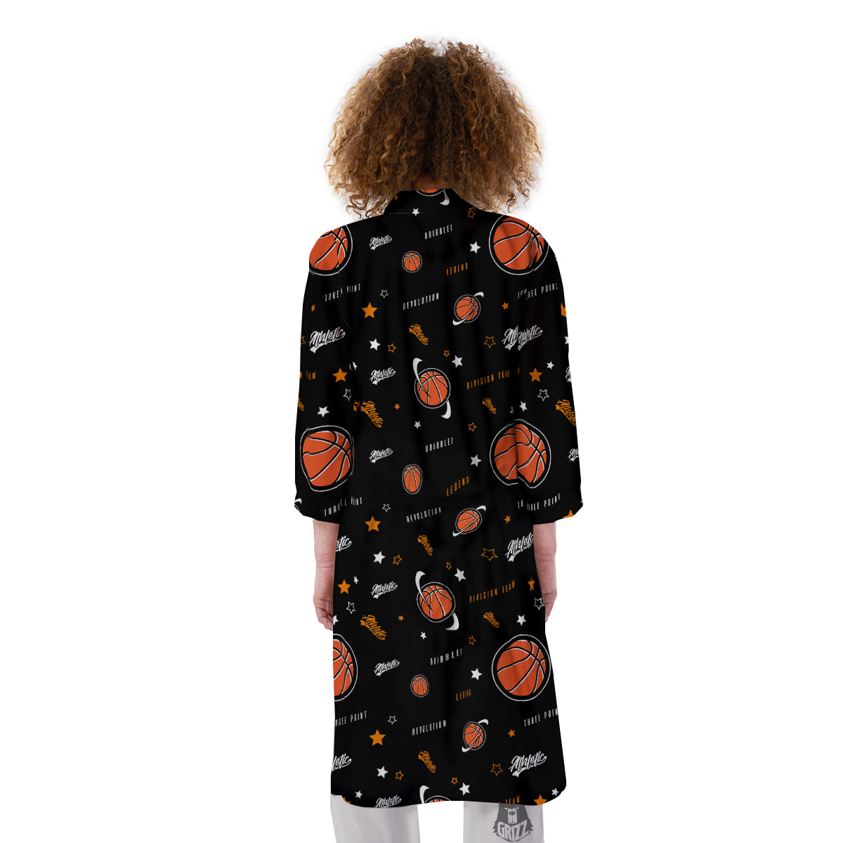 Star And Basketball Print Pattern Kimono-grizzshop