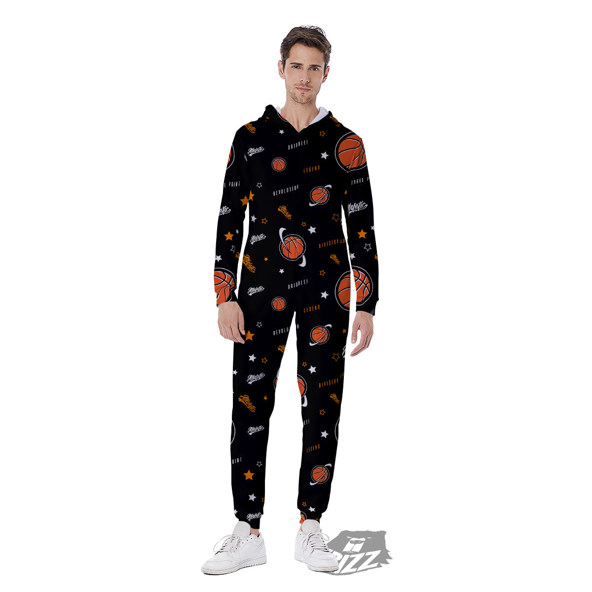 Star And Basketball Print Pattern Men's Jumpsuit-grizzshop